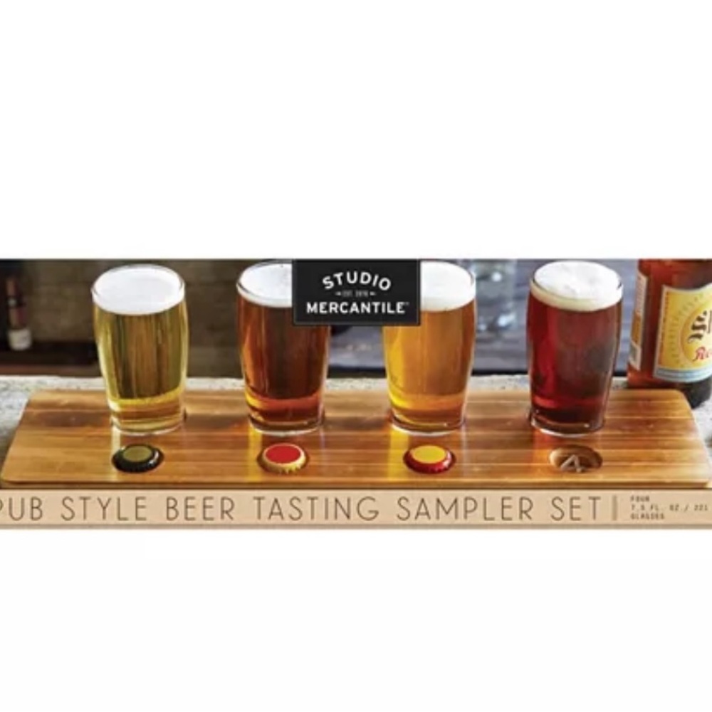 Studio Mercantile Pub Style Beer Tasting Sampler Set, Four 7.5 Fl oz glasses NWT